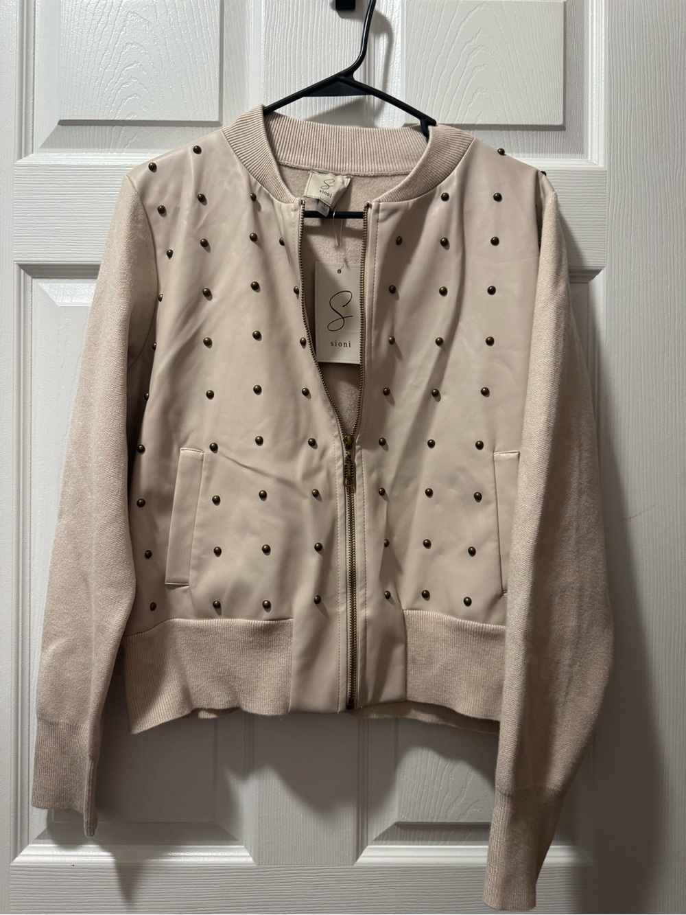 Sioni Women's Nude Studded Bomber Jacket
